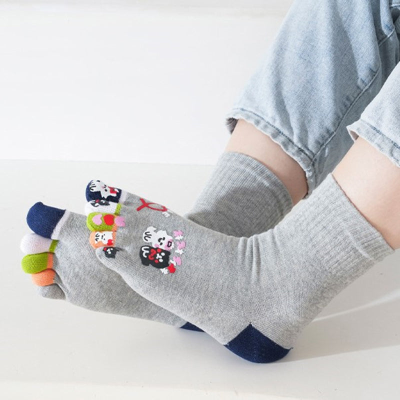 Cartoon Five-Toe Socks