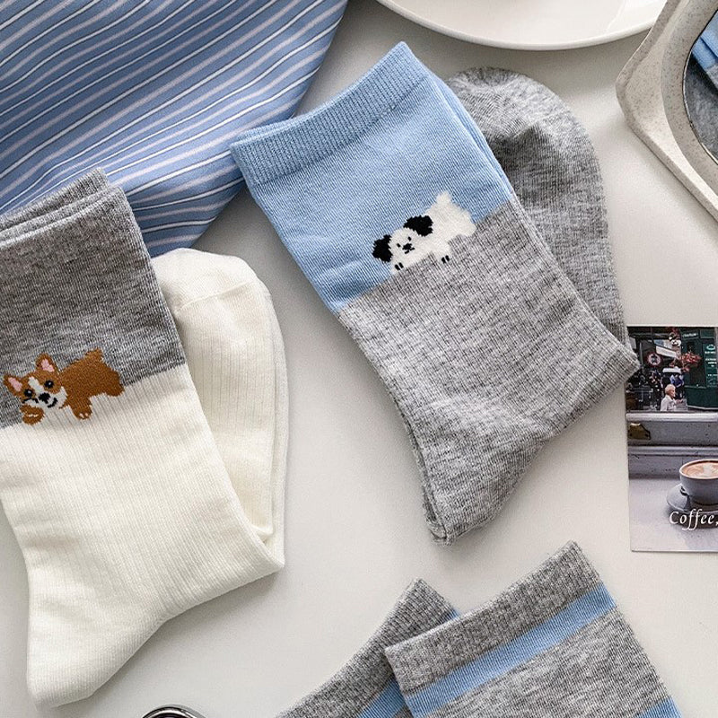 Casual Puppy Print Socks