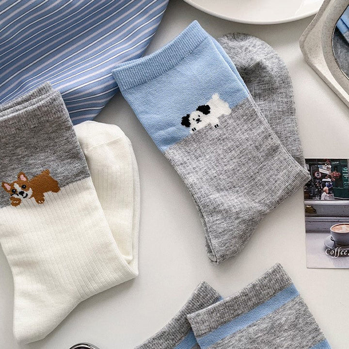 Casual Puppy Print Socks