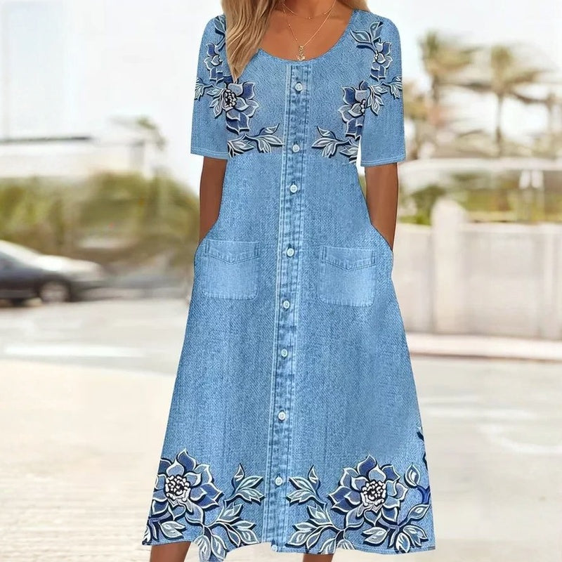 Vintage Floral Print Dress