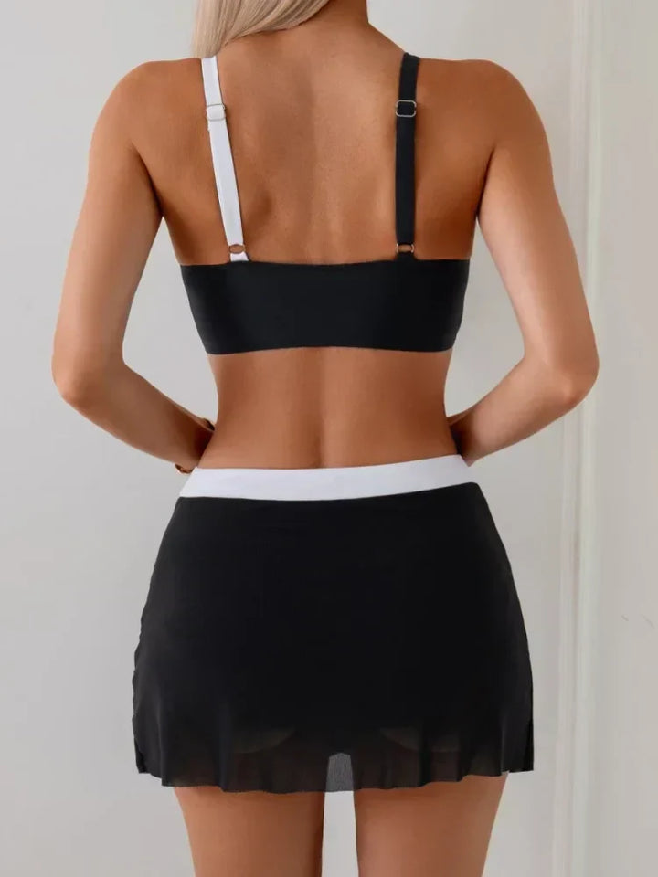 Vivian - Color Block Bikini Set with Cover-Up