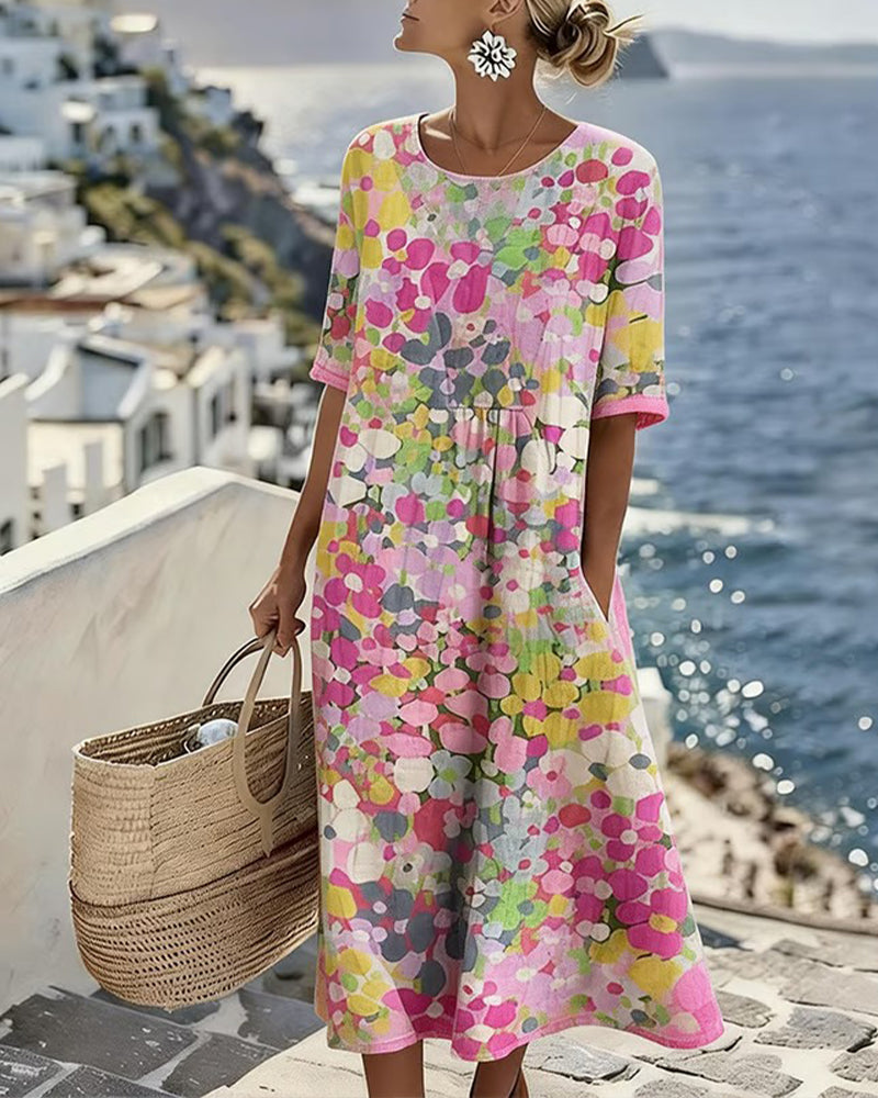 Elena™ - Robe Midi Élegante à Fleurs d&