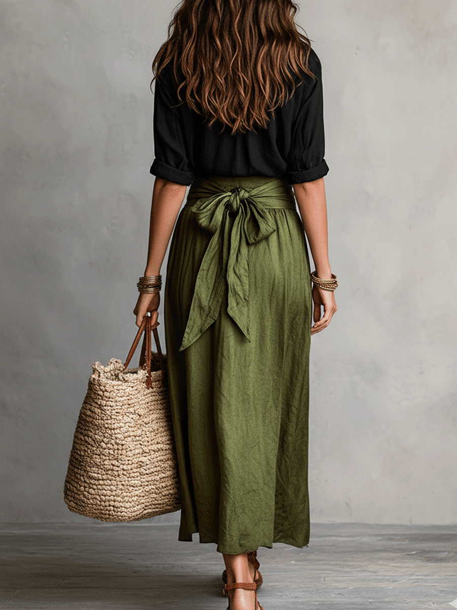 Estella - Ensemble élégant de blouse et jupe midi