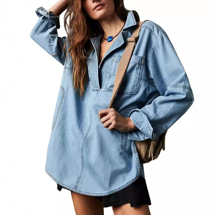 Emilia | Tunique en Denim Chic à Col en V