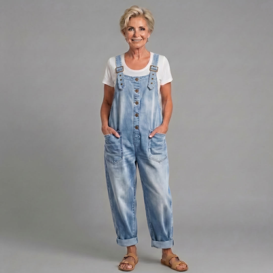 Saylor - Salopette en Denim Coton Vintage Lavé