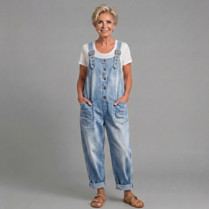 Saylor - Salopette en Denim Coton Vintage Lavé
