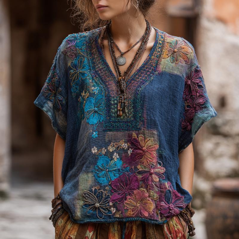 Vintage Floral Print Blouse