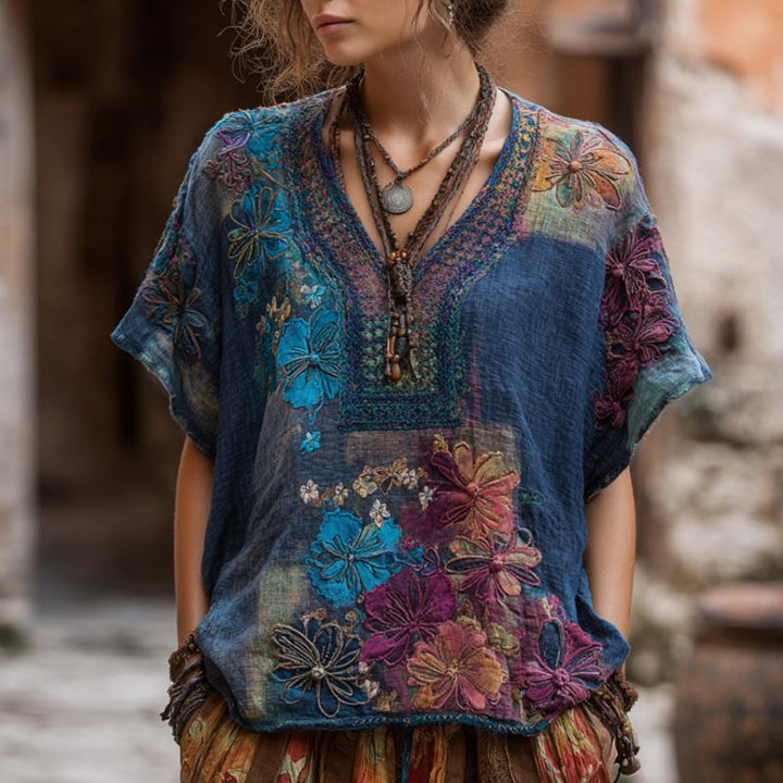 Vintage Floral Print Blouse