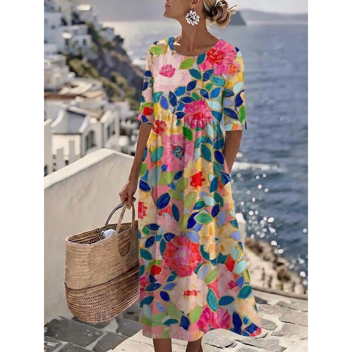 Aurelia™ - Robe Midi Florale Élégante d&