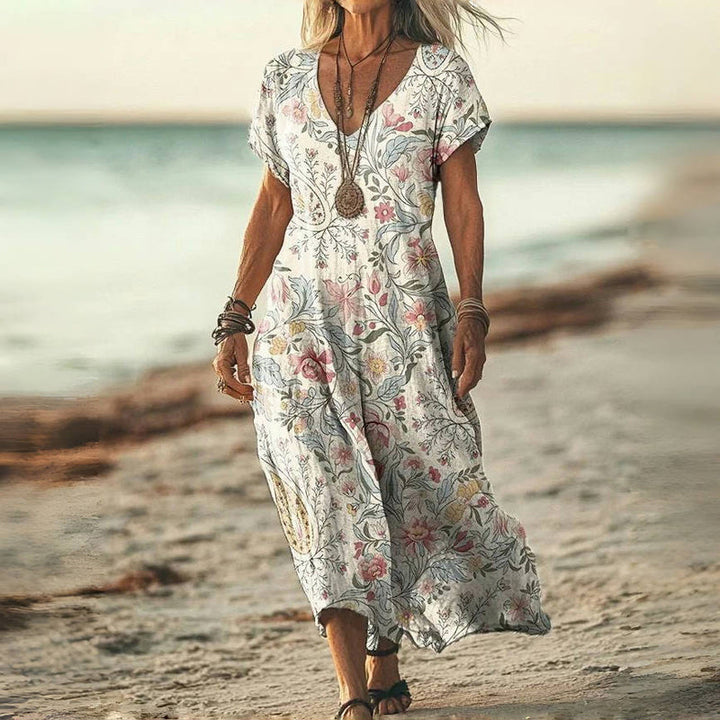 Vintage Floral Print Dress