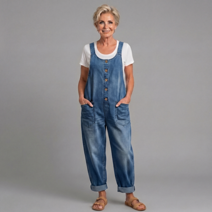 Saylor - Salopette en Denim Coton Vintage Lavé