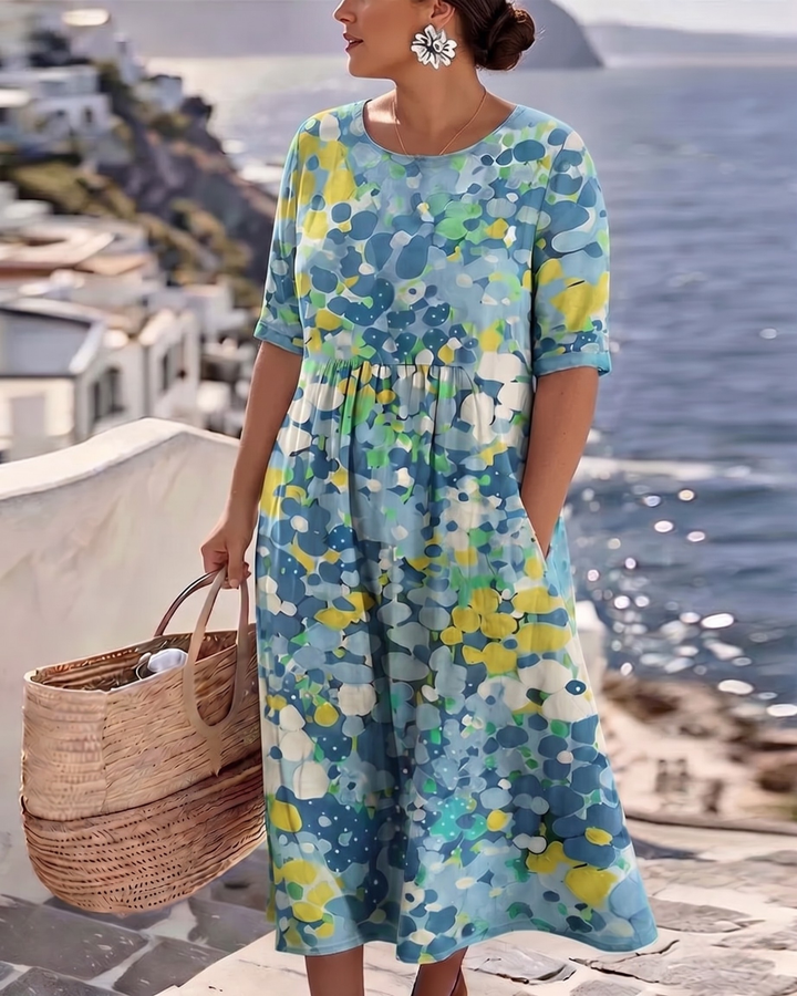 Elena™ - Robe Midi Élegante à Fleurs d&
