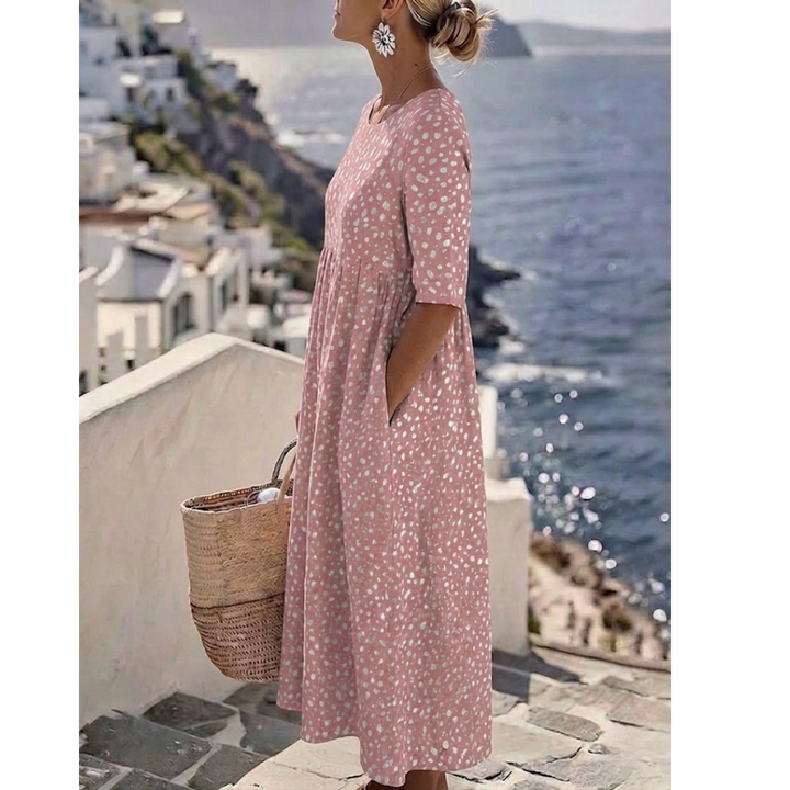 Tess™ | Robe Midi Élégante avec un Design Flatteur pour le Ventre