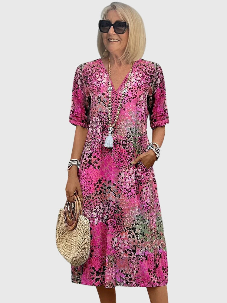Yvonna™ | Elegant Floral Midi Dress