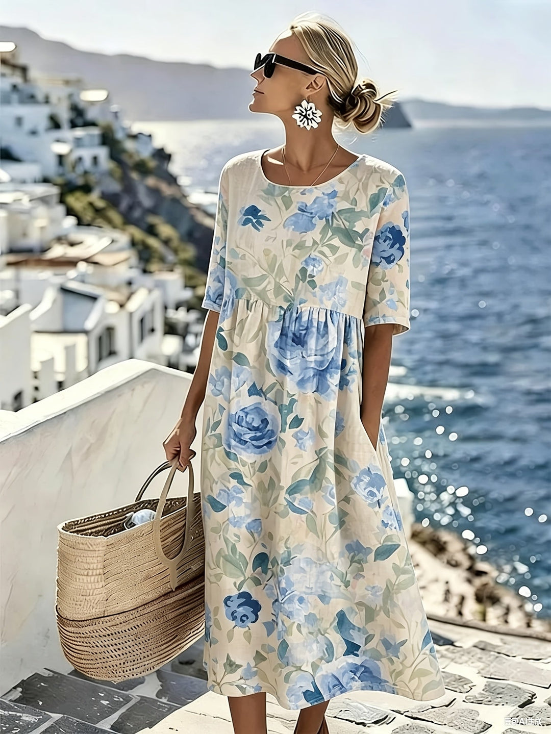 Evie™ - Robe Midi Élegante à Fleurs d&