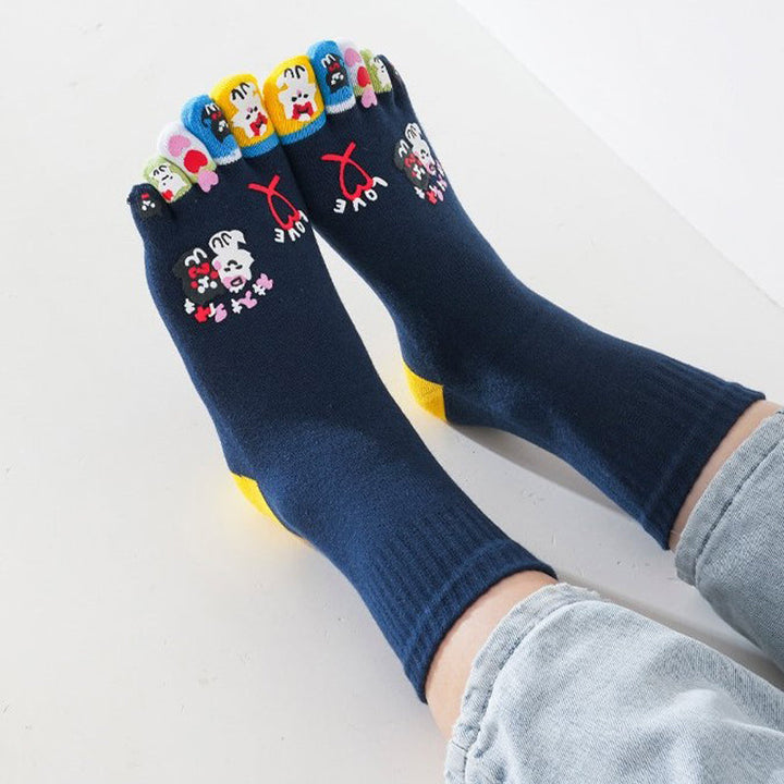 Cartoon Five-Toe Socks