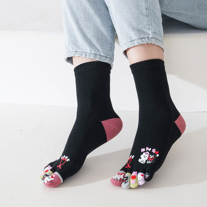 Cartoon Five-Toe Socks