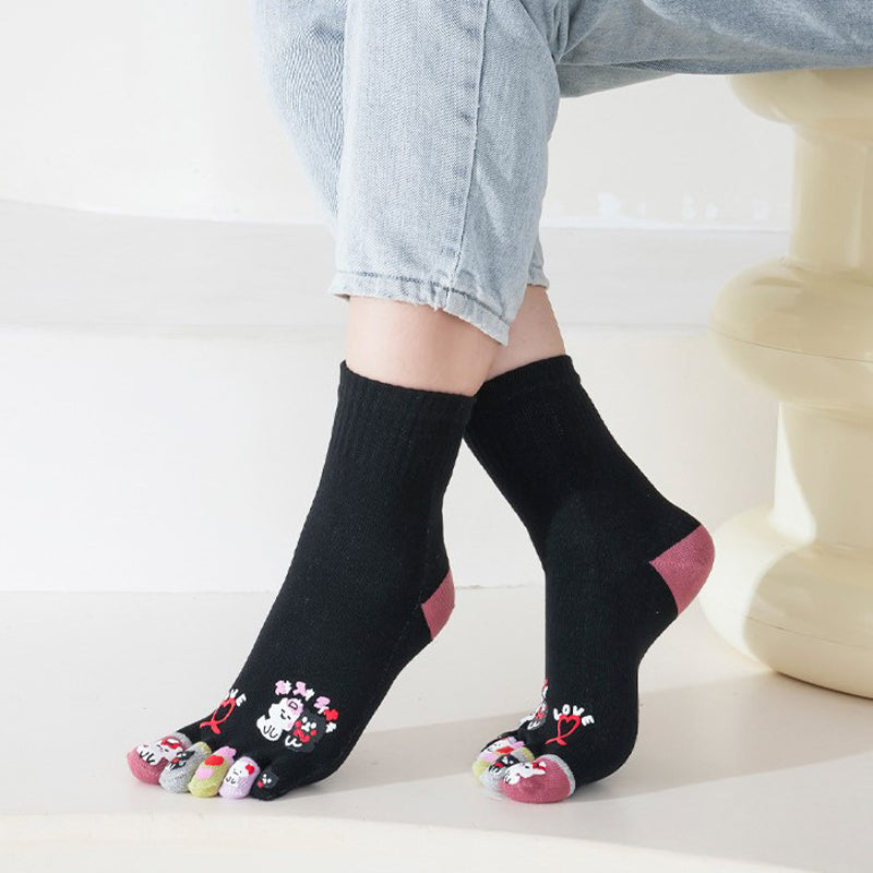 Cartoon Five-Toe Socks