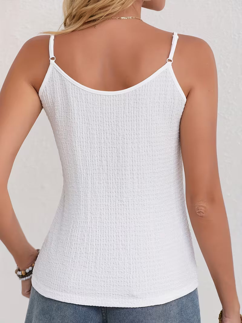 Minimalist Thin‑Strap Button‑Front Blouse