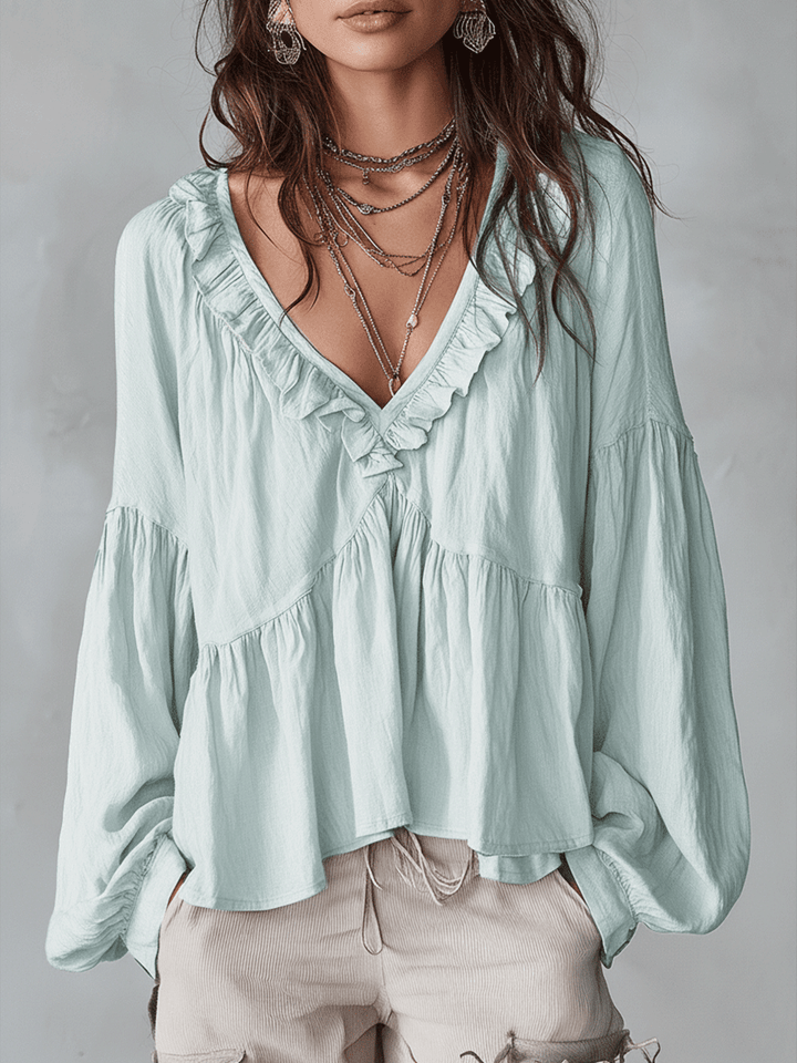 Blouse Bohémienne Douce à Volants Inspirée du Vintage
