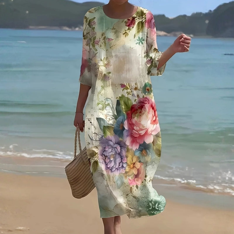 Vintage Floral Print Dress