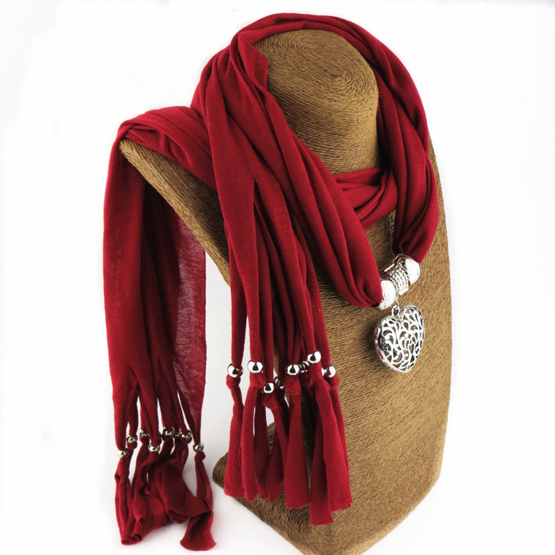 Heart Pendant Vintage Scarf