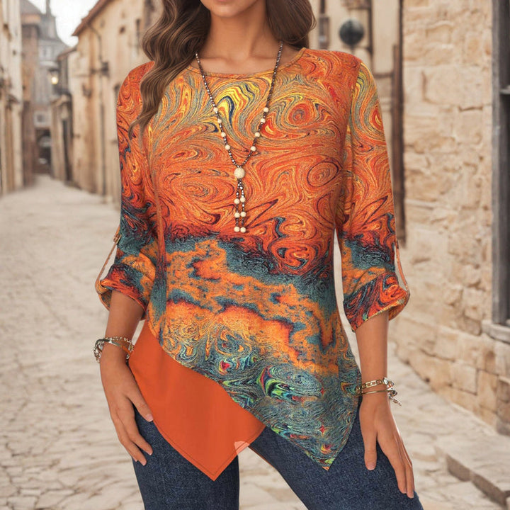 【Long Sleeve】Abstract Irregular Blouse