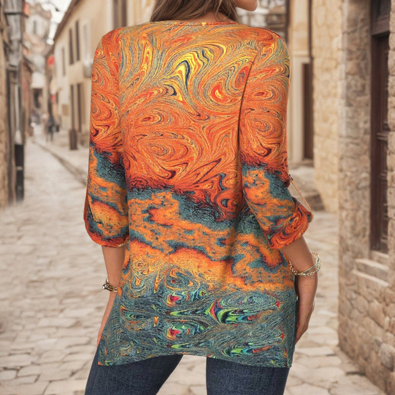 【Long Sleeve】Abstract Irregular Blouse