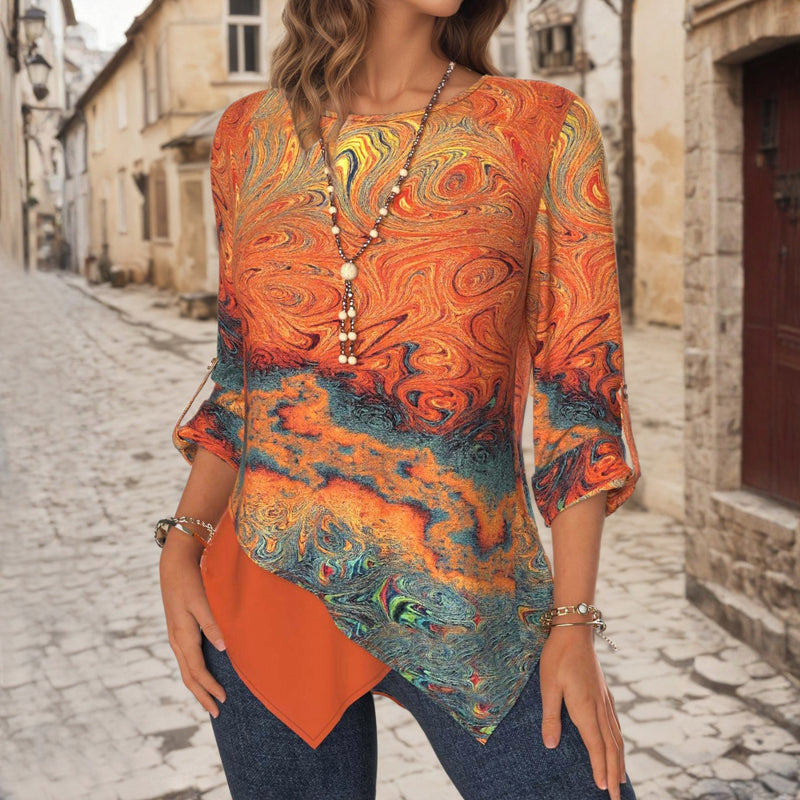 【Long Sleeve】Abstract Irregular Blouse
