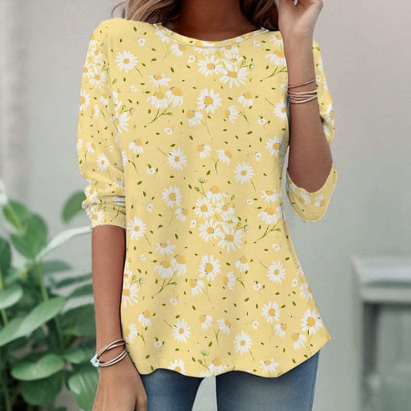 【Long Sleeve】Vintage Floral Print T-Shirt