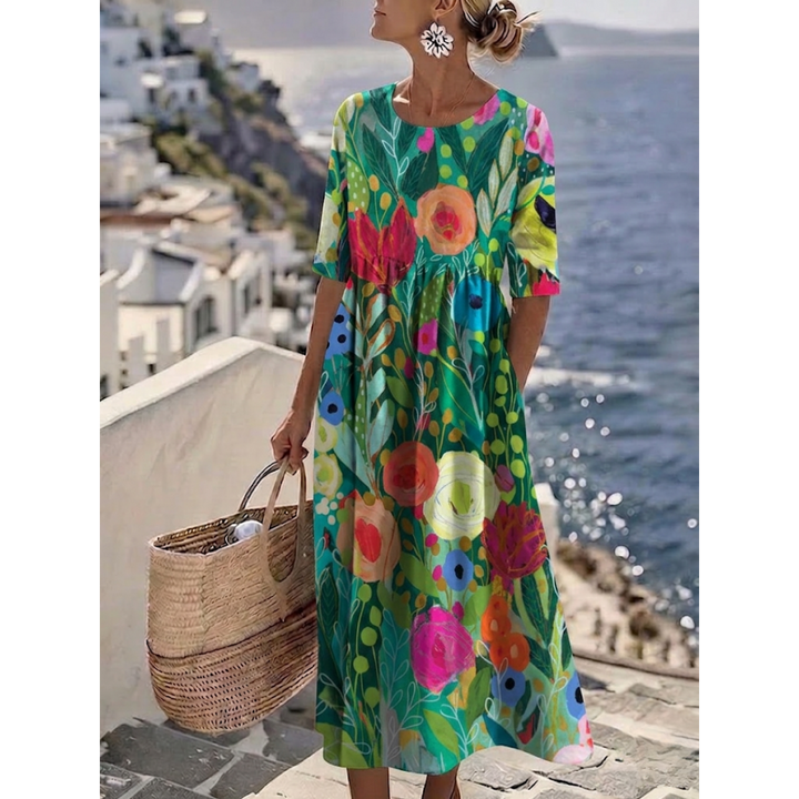 Aurelia™ - Robe Midi Florale Élégante d&