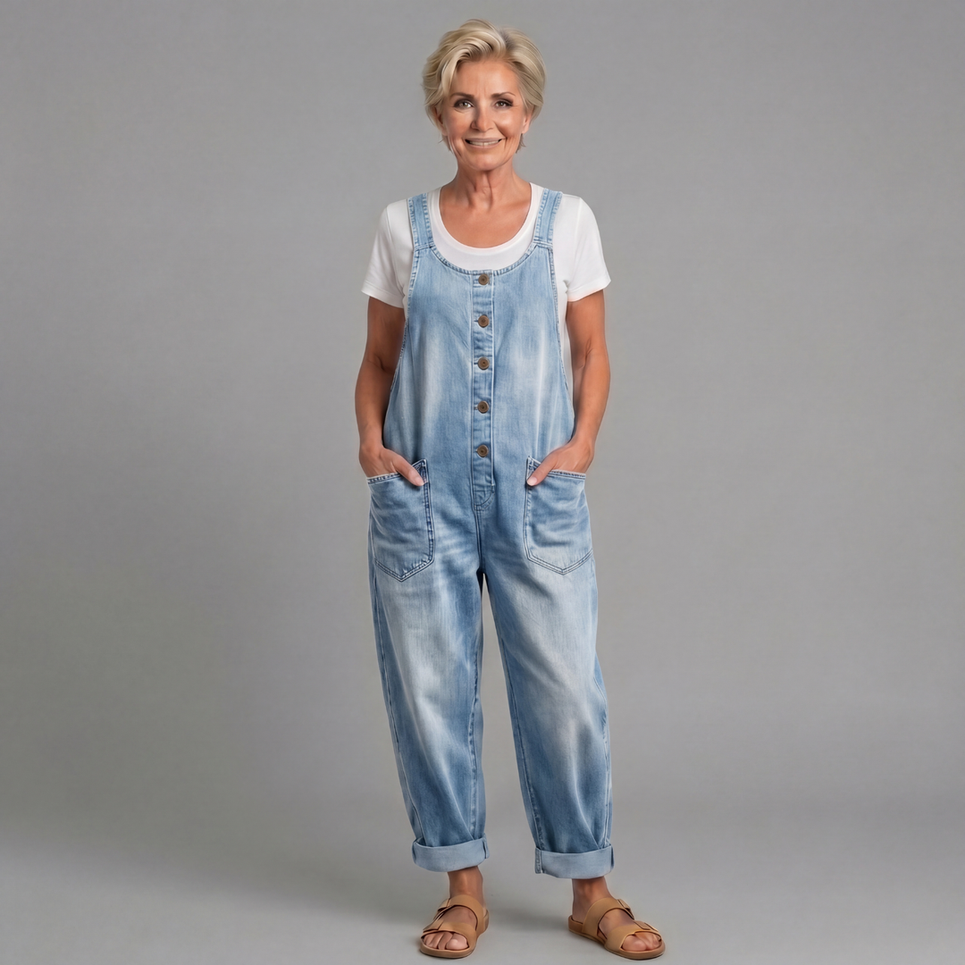 Saylor - Salopette en Denim Coton Vintage Lavé