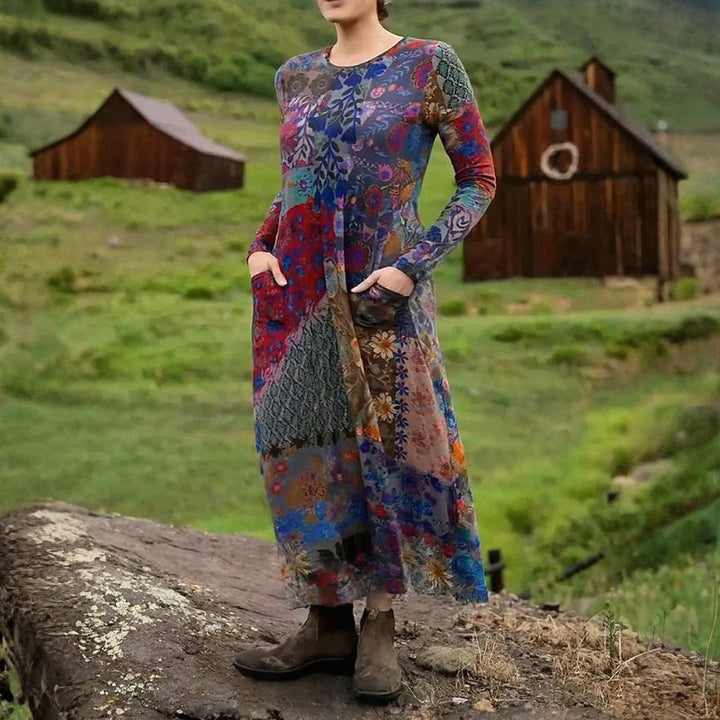 Vintage Floral Print Dress