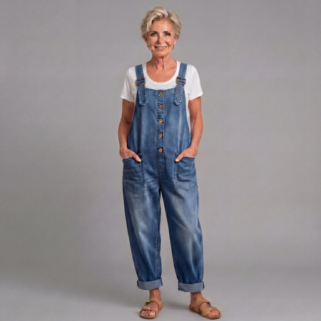 Saylor - Salopette en Denim Coton Vintage Lavé