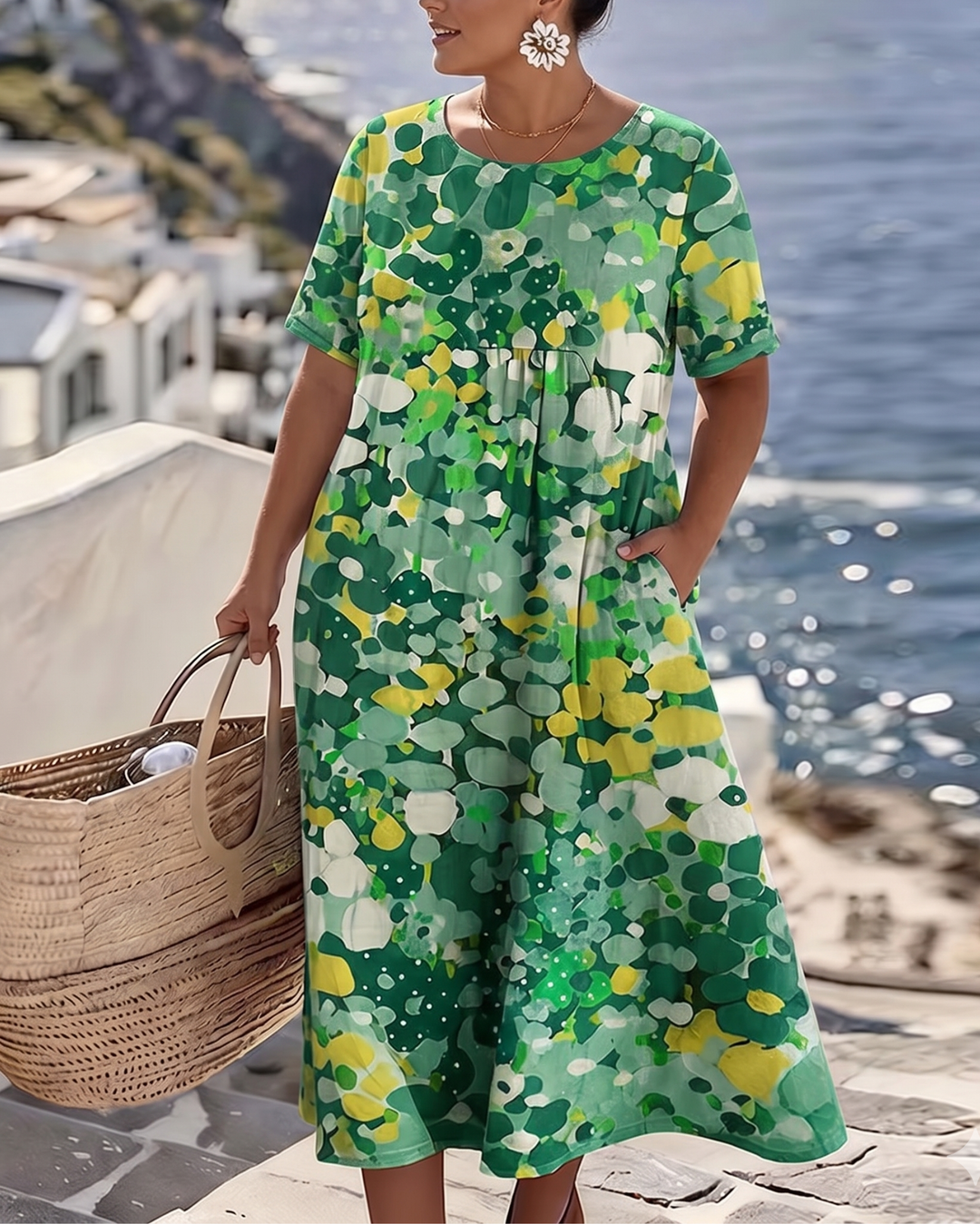 Elena™ - Robe Midi Élegante à Fleurs d&