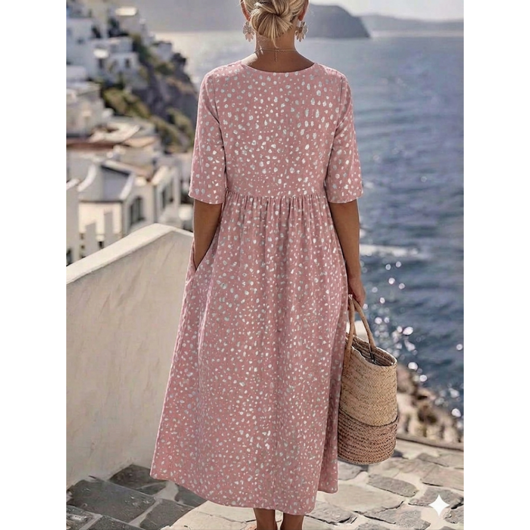 Tess™ | Robe Midi Élégante avec un Design Flatteur pour le Ventre