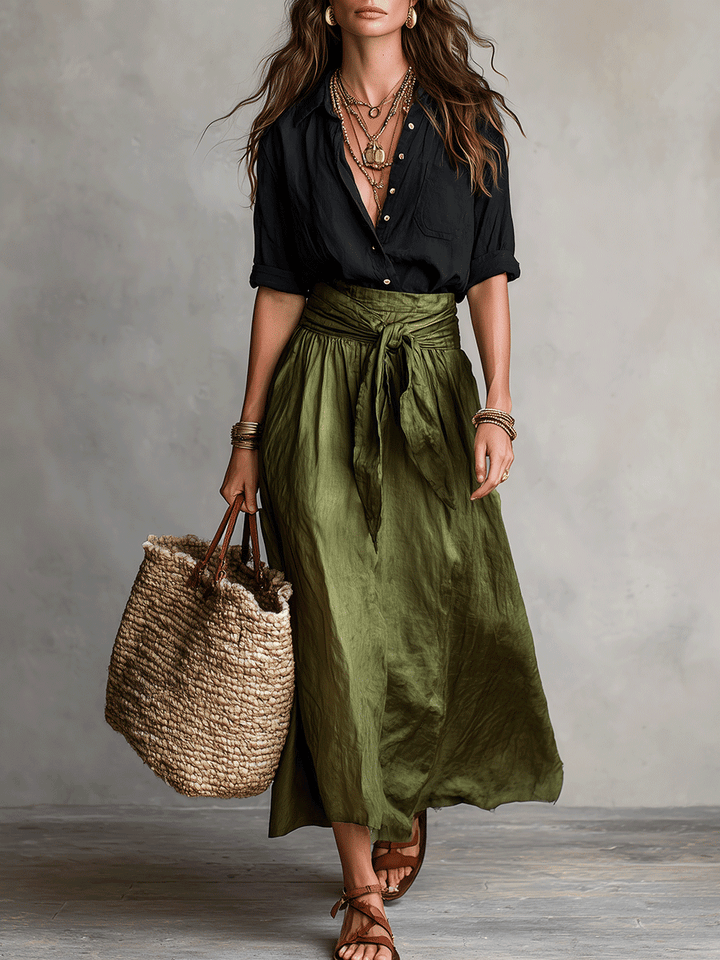 Estella - Ensemble élégant de blouse et jupe midi