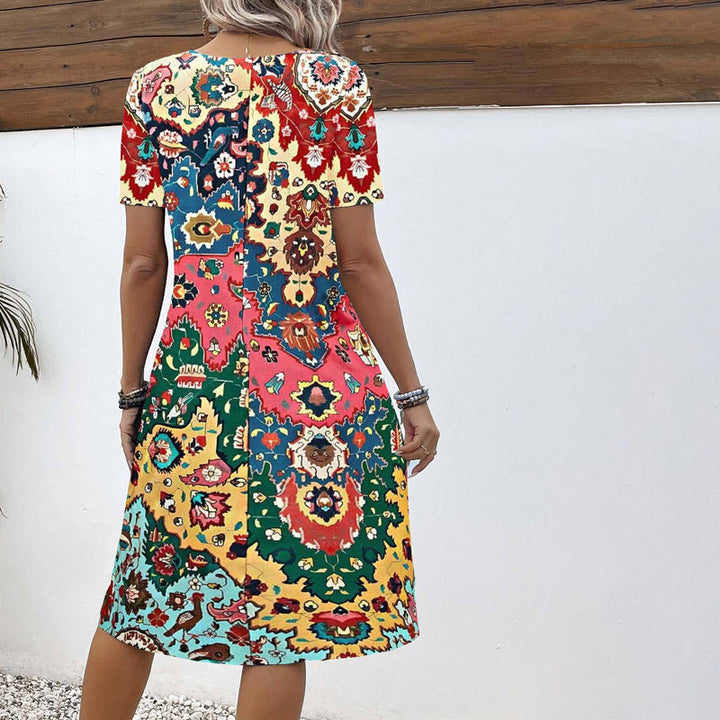 Vintage Ethnic Print Dress