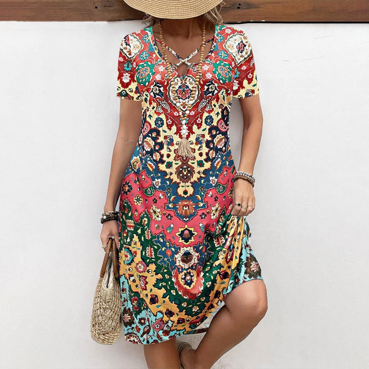 Vintage Ethnic Print Dress