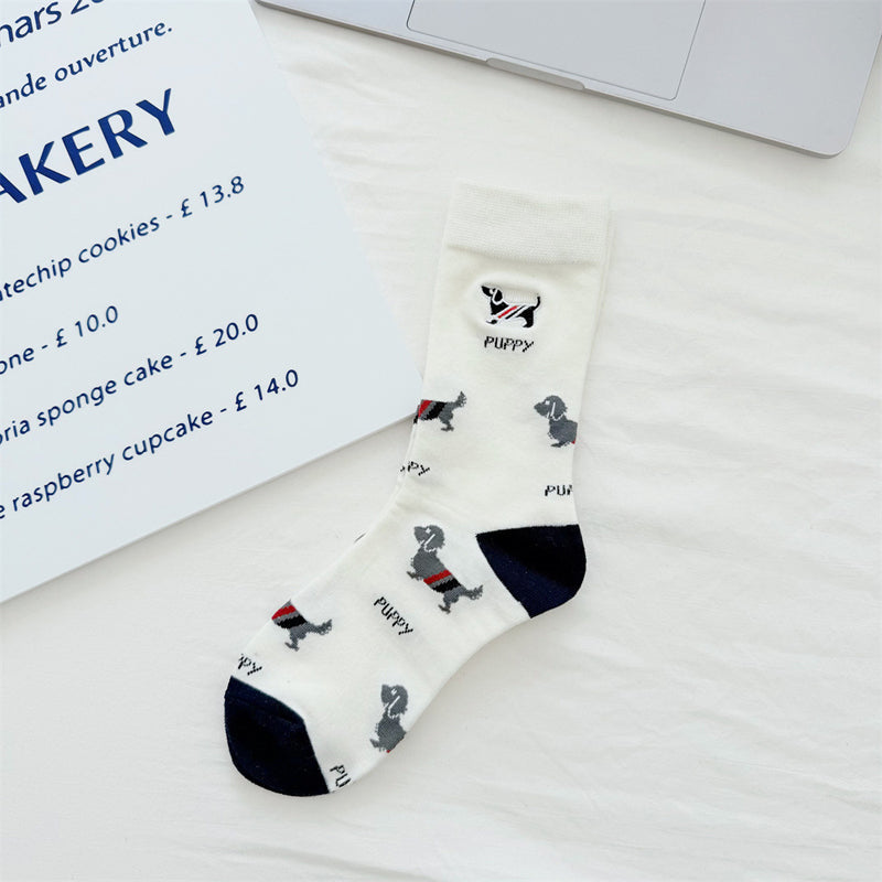 Casual Puppy Print Socks