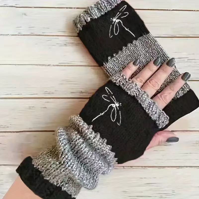 Warm Dragonfly Pattern Gloves