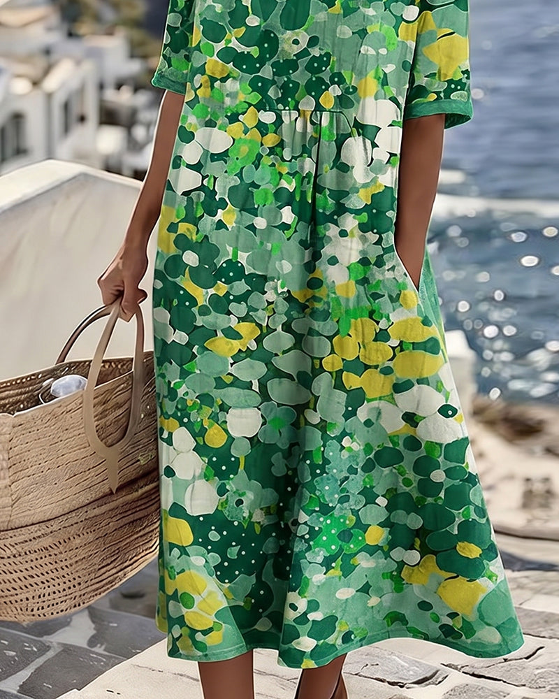 Elena™ - Robe Midi Élegante à Fleurs d&