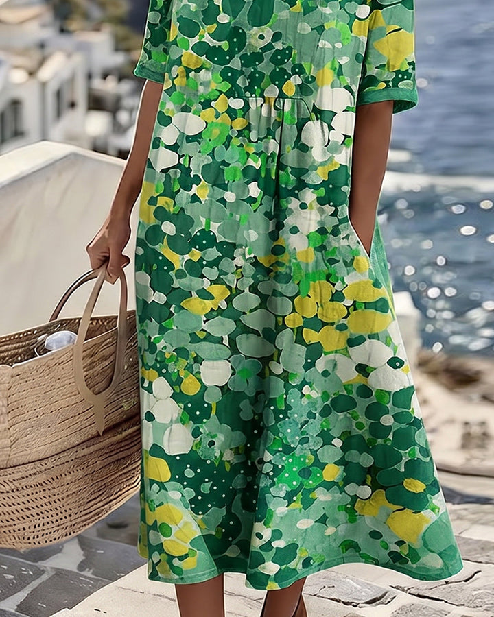 Elena™ - Robe Midi Élegante à Fleurs d&