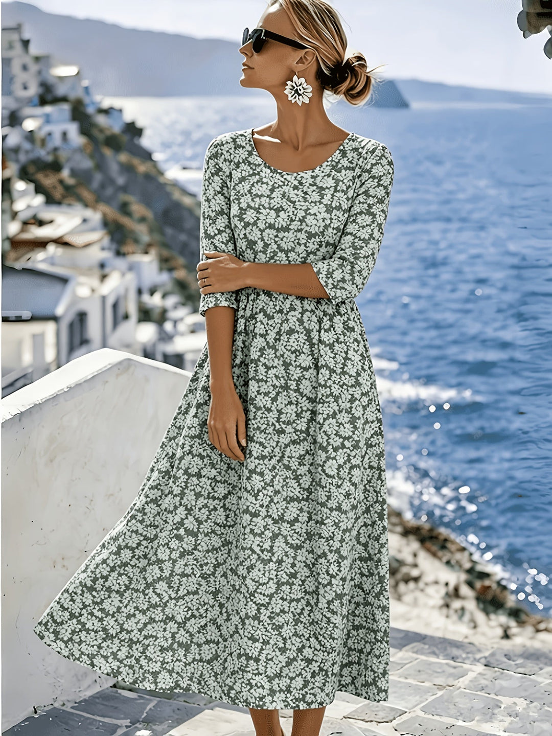 Sienna™ | Robe Midi Florale Élégante
