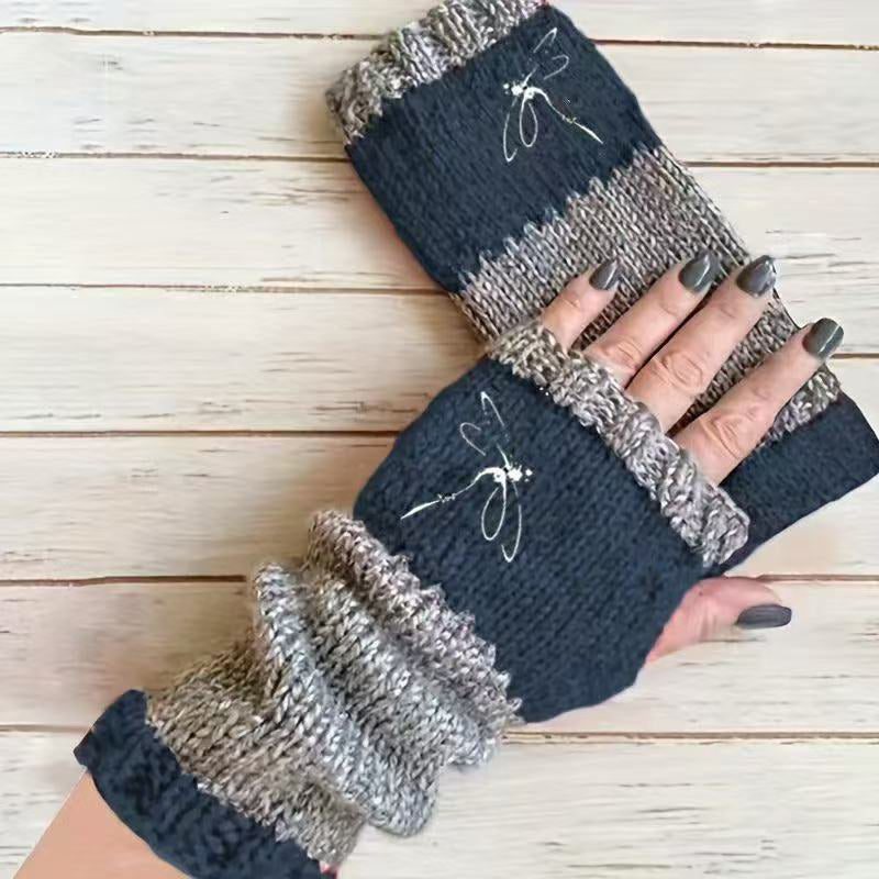 Warm Dragonfly Pattern Gloves