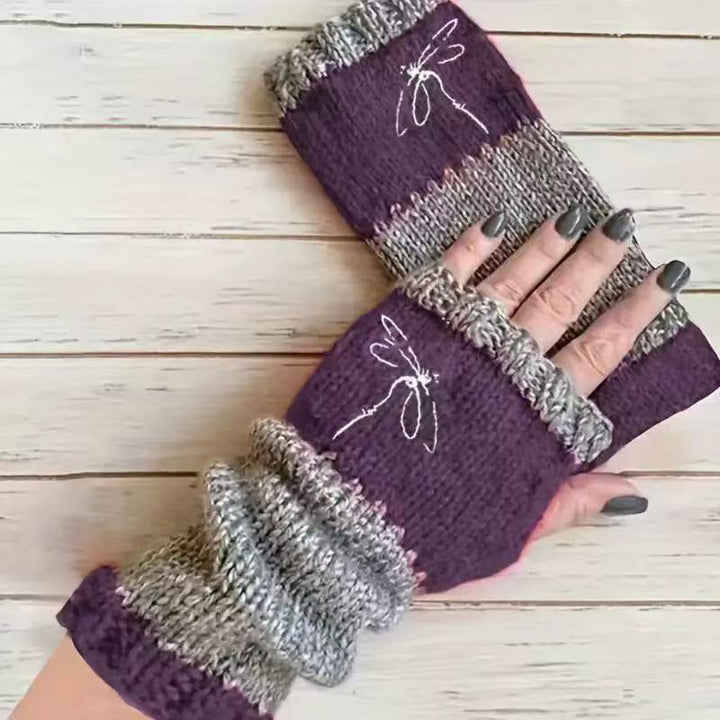 Warm Dragonfly Pattern Gloves