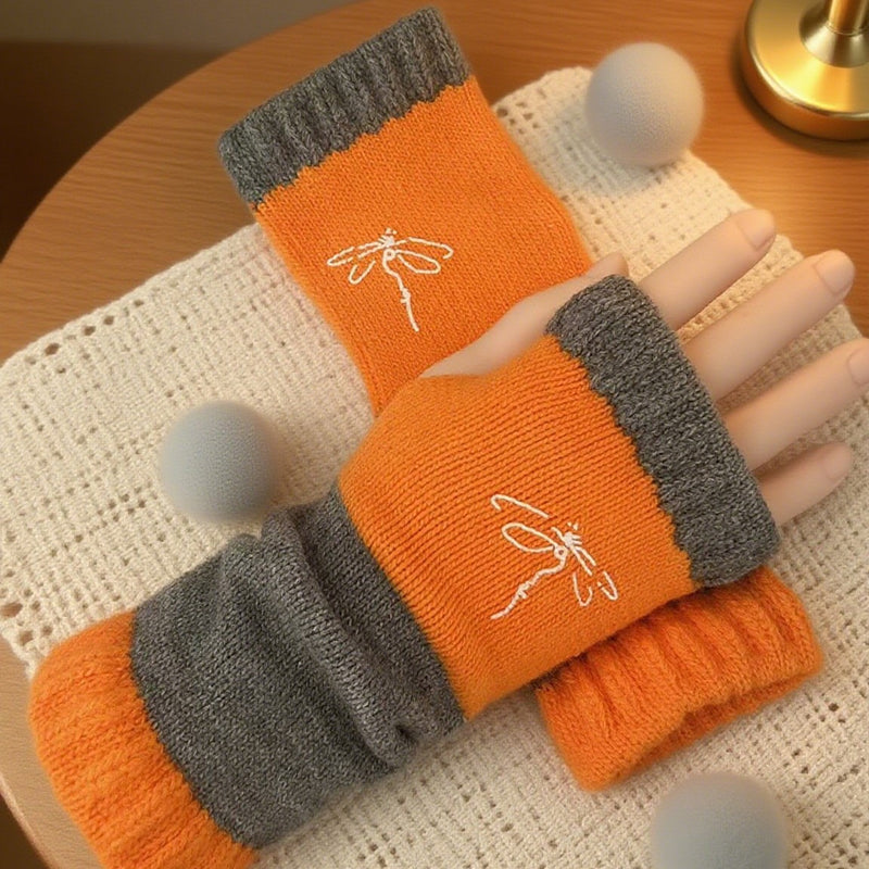 Warm Dragonfly Pattern Gloves