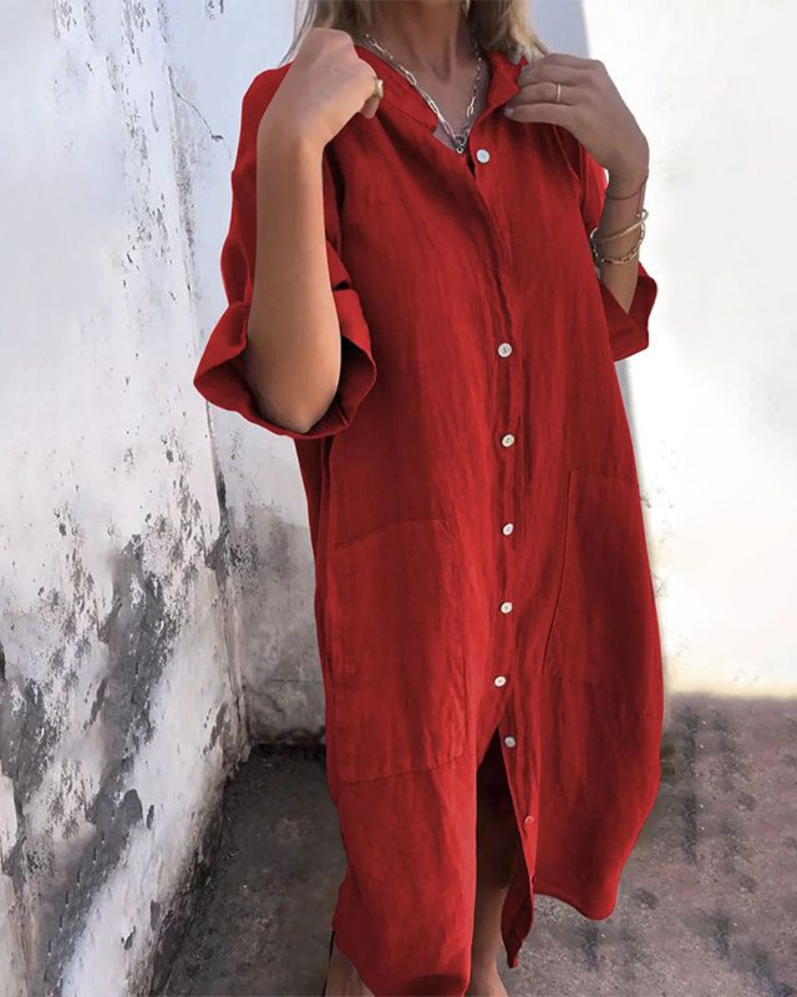 Melanie - Robe Chemise Décontractée Style Ibiza