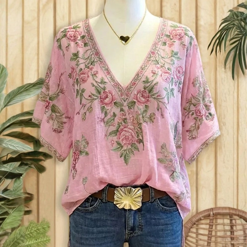 Vintage Floral Print Blouse