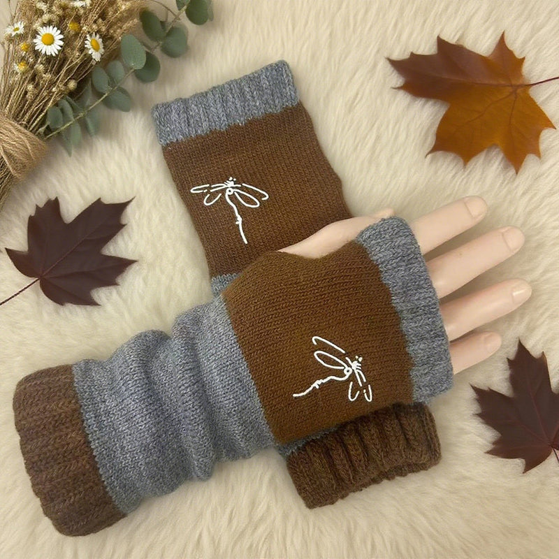 Warm Dragonfly Pattern Gloves
